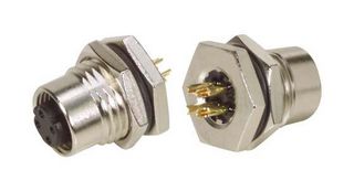 L-COM CON-M124SLDF 传感器连接器, M12, 母, 4路, 焊接插座, 直形面板安装