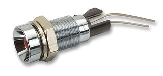 MENTOR 2664.8021 LED Panel Mount Indicator, Chrome Plated, Red, 2.25 VDC, 8 mm, 20 mA, 5 mcd, Not Rated