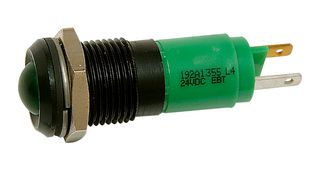 CML INNOVATIVE TECHNOLOGIES 192A1355 LED Panel Mount Indicator, Black Chrome Bezel, Green, 24 V, 14 mm, 17 mA, 1.25 cd, IP67