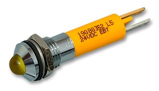CML INNOVATIVE TECHNOLOGIES 19080352 发光二极管指示器 面板安装, 缎面镀铬面板, 黄色, 24 V, 8 mm, 17 mA, 1.1 cd, IP67