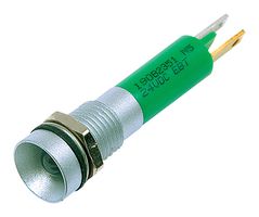CML INNOVATIVE TECHNOLOGIES 190B2351 发光二极管指示器 面板安装, 亚光铬挡板, 绿色, 24 V, 8 mm, 17 mA, 40 mcd, IP67