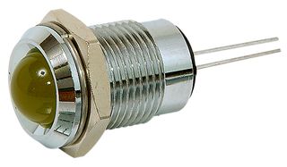 CML INNOVATIVE TECHNOLOGIES 19210002 发光二极管指示器 面板安装, 缎面镀铬面板, 黄色, 2.1 VDC, 14 mm, 20 mA, 70 mcd, 无评级