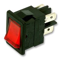 ARCOLECTRIC / BULGIN LIMITED H8553VBNAF 翘板开关, 关-开, DPST, 发光, 面板安装, 红色, 8500 Series