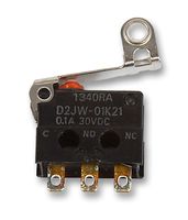 OMRON ELECTRONIC COMPONENTS D2JW-01K21 微动开关, 摁入式, 辊式杆, SPDT, 焊接, 100 mA, 30 VDC