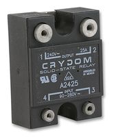 SENSATA/CRYDOM A2425 Solid State Relay, SPST-NO, 25 A, 280 VAC, Panel Mount, Screw, Zero Crossing