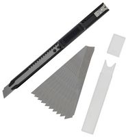 MULTICOMP PRO MP012488 Snap Off Knife Set, 10 Blades, Slim, 140mm, 11 Piece