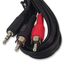 PRO SIGNAL AV02559 音频/视频电缆组件, 3.5mm立体声插头, 音视频(RCA)插头, x2, 9.8 ft, 3 m, 黑色