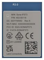 EZURIO 453-00118C Wireless LAN Module, 6 GHz, UART, Several Commercial and Industrial