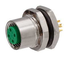 STEWART CONNECTOR SS-12300-001 传感器连接器, M12, 母, 4路, 焊接插座, 直形面板安装