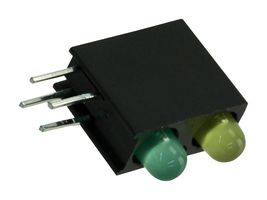 DIALIGHT 553-0232F Circuit Board Indicator, Green, Yellow, 2 LEDs, Through Hole, T-1 (3mm), Y 10mA, G 10mA