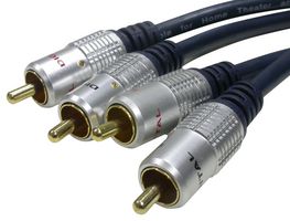 MULTICOMP PRO JR9502/3M 音频/视频电缆组件, 音视频(RCA)插头, x2, 音视频(RCA)插头, x2, 9.8 ft, 3 m, 黑色