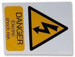 DURATOOL 259848 安全标示, 有害, Danger Electric Shock Risk, 塑料, 200 mm, 200 mm, 白色加黑色/黄色