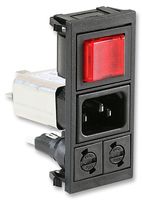 BULGIN LIMITED BZV03/A0620/06 Filtered IEC Power Entry Module, IEC C14, 6 A, 250 VAC, 2-Pole Switch, 2-Pole Fuse Holder