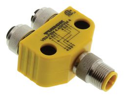 TURCK VB2-FSM 4.4/2FKM 4 传感器分配器, Y-样式, 面板安装, 4路M12插头, 2 x 4路M12插座, 黄色, TPU(热塑性聚氨酯)主体