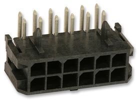 MOLEX 43045-1201 引脚针座, 直角, 线至板, 3 mm, 2 排, 12 触点, 通孔直角, Micro-Fit 3.0 43045 Series