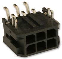 MOLEX 43045-0606 引脚针座, 线至板, 3 mm, 2 排, 6 触点, 表面安装直角, Micro-Fit 3.0 43045 Series