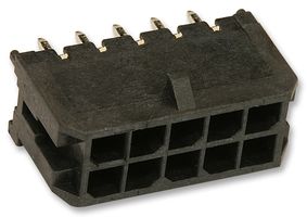 MOLEX 43045-1027 引脚针座, 垂直, 线至板, 3 mm, 2 排, 10 触点, 通孔直型, Micro-Fit 3.0 43045