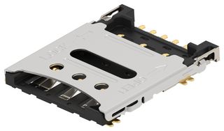 TE CONNECTIVITY 2452796-1 存储卡连接器, 铰链, Nano SIM, 推-推, 7 触点, 铜合金, 镀金触芯