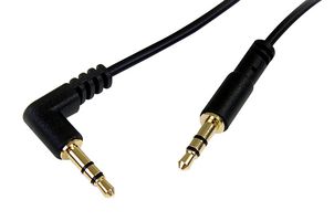 STARTECH MU1MMSRA Audio / Video Cable Assembly, 1 ft Slim 3.5mm to Right Angle Stereo Audio Cable, M/M