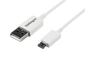 STARTECH USBPAUB2MW USB Cable, Type A Plug to Micro Type B Plug, 2 m, 6.6 ft, USB 2.0, White