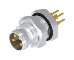 AMPHENOL CONEC 42-01108 Sensor Connector, M8, Male, 4 Positions, PCB Pin, Straight Panel Mount