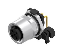 AMPHENOL CONEC 43-01198 Sensor Connector, M12, Female, 5 Positions, PCB Socket, Right Angle Panel Mount