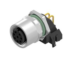 AMPHENOL CONEC 43-02739 Sensor Connector, M12, Female, 8 Positions, PCB Socket, Right Angle Panel Mount