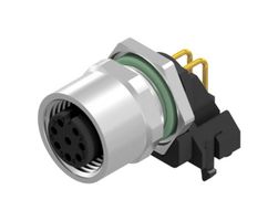AMPHENOL CONEC 43-02740 Sensor Connector, M12, Female, 8 Positions, PCB Socket, Right Angle Panel Mount