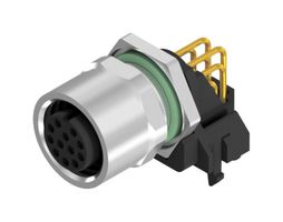 AMPHENOL CONEC 43-02741 Sensor Connector, M12, Female, 12 Positions, PCB Socket, Right Angle Panel Mount