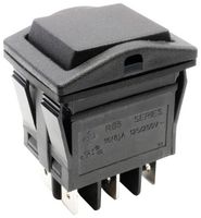 E-SWITCH RB547A1100-136 翘板开关, IP67, (开)-关-开, DPDT, 发光, 面板、咬合, 黑色, RB5 Series