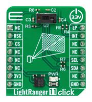 MIKROELEKTRONIKA MIKROE-5864 附加电路板, LightRanger 11 Click, VL53L7CX, 测距和距离传感器, I2C, 3.3V 输入