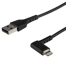 STARTECH RUSBLTMM1MBR USB 数据线，1 m / 3.3 ft 弯头 Lightning 转 USB 数据线，MFI 认证 Lightning 数据线，黑色