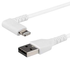 STARTECH RUSBLTMM2MWR USB Cable, 2m / 6.6ft Angled Lightning to USB Cable, MFI Certified Lightning Cable, White