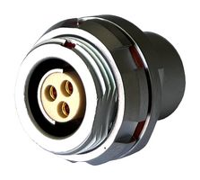 MULTICOMP PRO MCP-M1RS103P-IP68 圆形连接器, 标准圆形连接器, MP IP68 Metal Push Pull Series, 面板安装插座, 3 触点, PCB插座, 推挽