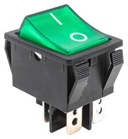 E-SWITCH R5BBLKGRNFF1 翘板开关, Faston标签, 开-关, DPST, 发光, 面板、咬合, 绿色, R5 Series