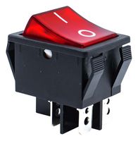 E-SWITCH R5BBLKREDFF2 翘板开关, Faston标签, 开-关, DPST, 发光, 面板、咬合, 红色, R5 Series