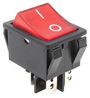E-SWITCH R5BBLKREDFF3 翘板开关, Faston标签, 开-关, DPST, 发光, 面板、咬合, 红色, R5 Series