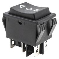 E-SWITCH R5GBLKBLKHF0 翘板开关, Faston标签, (开)-关-(开), DPDT, 不发光, 面板、咬合, 黑色, R5 Series
