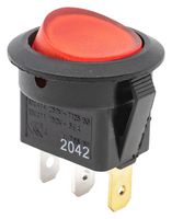 E-SWITCH RR111C1000-116 翘板开关, IP54, 关-开, SPST, 发光, 面板、咬合, 红色, RR1 Series