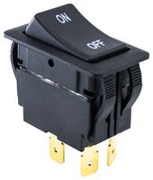E-SWITCH RVW42D1123 Rocker Switch, IP54, Off-On, DPST, Non Illuminated, Panel, Snap-In, Black, RVW Series