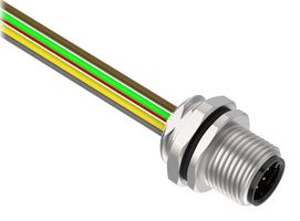 BANNER ENGINEERING BR-M12M8F9-0.5 Sensor Cable, A Code, PG9, M12 Plug, Free End, 8 Positions, 500 mm, 19.7 ", BR-M12 Series