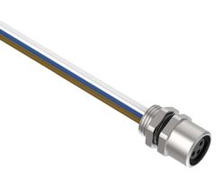 BANNER ENGINEERING BR-M8F3R8-0.5 Sensor Cable, A Code, M8 Receptacle, Free End, 3 Positions, 500 mm, 19.7 ", BR-M8 Series