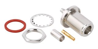 AMPHENOL RF 172132 RF / Coaxial Connector, N Type, Straight Bulkhead Jack, Crimp, 50 ohm, RG55, RG142, RG223, RG400