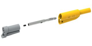 MULTICOMP PRO MP771082 香蕉测试线, 4mm香蕉插头,可堆叠, 自由端, 2.32 ", 59 mm, 黄色, 36 A