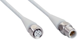 SICK DSL-1204-G02MRN Sensor Cable, Grey, M12 Receptacle, M12 Plug, 4 Positions, 2 m, 6.6 ft
