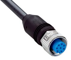 SICK YF2A18-020UA5XLEAX Sensor Cable, A Coded, Black, M12 Receptacle, Free End, 8 Positions, 2 m, 6.6 ft