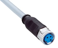 SICK YF8U13-100VA1XLEAX Sensor Cable, A Coded, Grey, M8 Receptacle, Free End, 3 Positions, 10 m, 32.8 ft