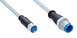 SICK YF8U14-C60VA3M2A14 Sensor Cable, A Coded, Grey, M8 Receptacle, M12 Plug, 4 Positions, 600 mm, 23.62 "