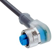 SICK YI2A14-020UB3XLEAX Sensor Cable, A Coded, Black, 90° M12 Receptacle, Free End, 4 Positions, 2 m, 6.6 ft