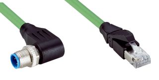 SICK YN2D24-200PN1MRJA4 传感器电缆, D编码, 绿色, 90° M12插头, RJ45 插头, 4路, 20 m, 65.6 ft